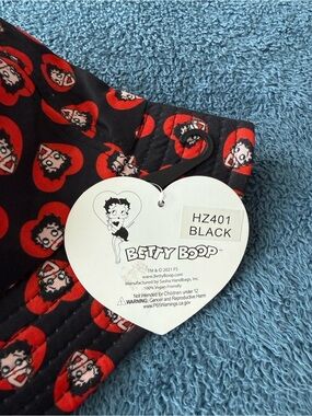 Betty Boop Black Hat with Red Heart Face Print